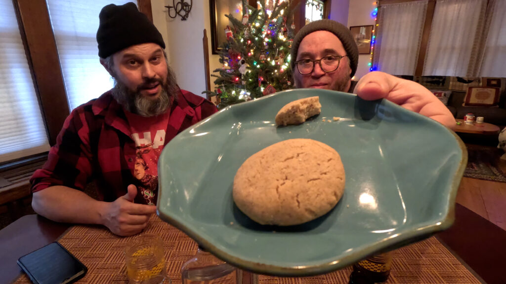 Kris England and Chip Walton with a plate of cookies